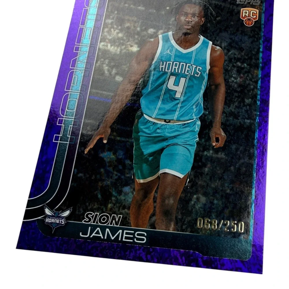 2025 Topps Basketball Sion‎ James RC Purple Crackle /250 Charlotte Hornets #233
